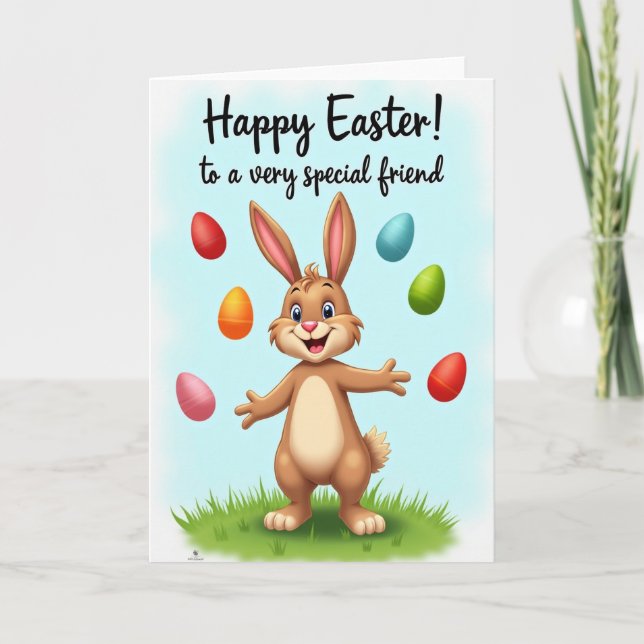 Happy Spring Bunny Friend Card (Front)