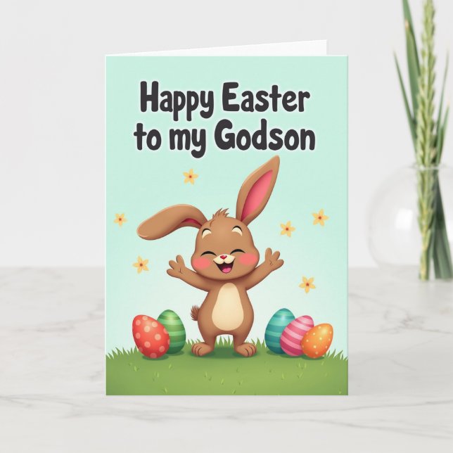 Happy Spring Bunny Greetings Card (Front)