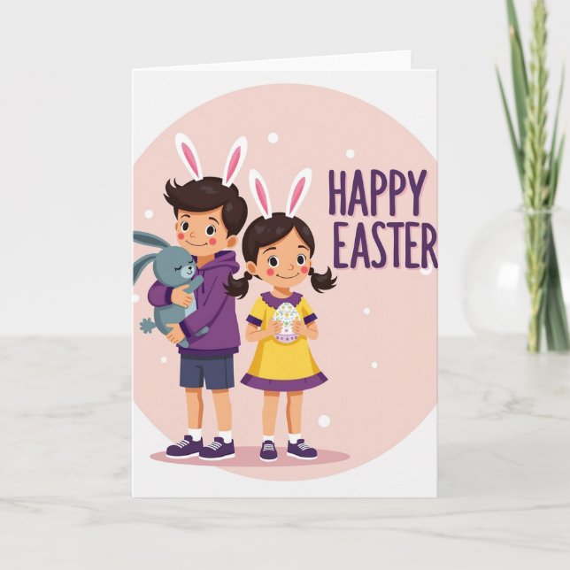 Happy Spring Bunny Kids Card (Front)