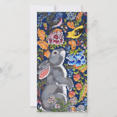 Happy Spring Bunny Rabbit Bird Floral Photo Easter Holiday Card