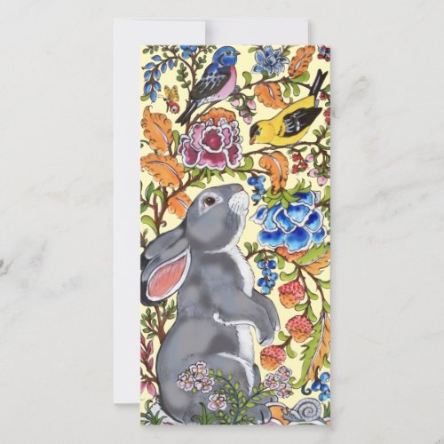 Happy Spring Bunny Rabbit Bird Floral Photo Easter Holiday Card