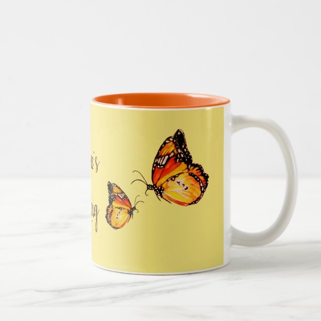 Happy Spring Butterflies Coffee Mug (Right)