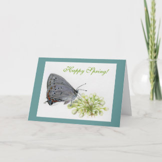 Happy Spring Butterfly Watercolor Painting Holiday Card