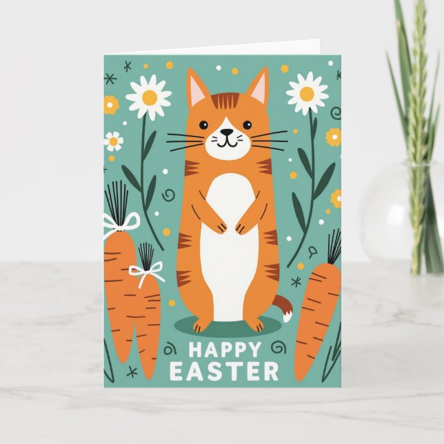 Happy Spring Cat Illustration Card (Front)