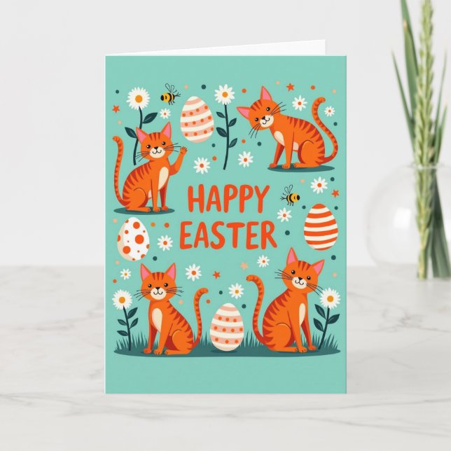 Happy Spring Cats Celebration Card (Front)