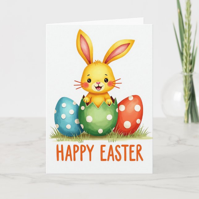Happy Spring Character Egg Card (Front)