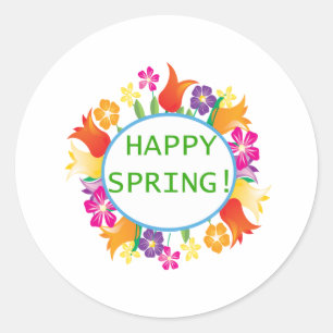 Happy Spring Classic Round Sticker