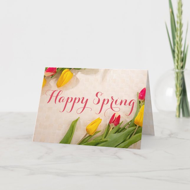Happy Spring Colorful Tulips Card (Front)