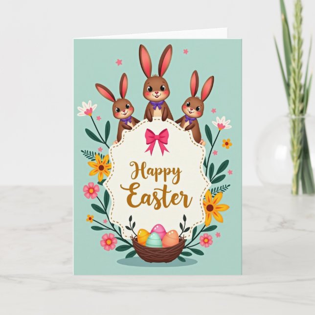 Happy Spring Creatures Easter Card (Front)