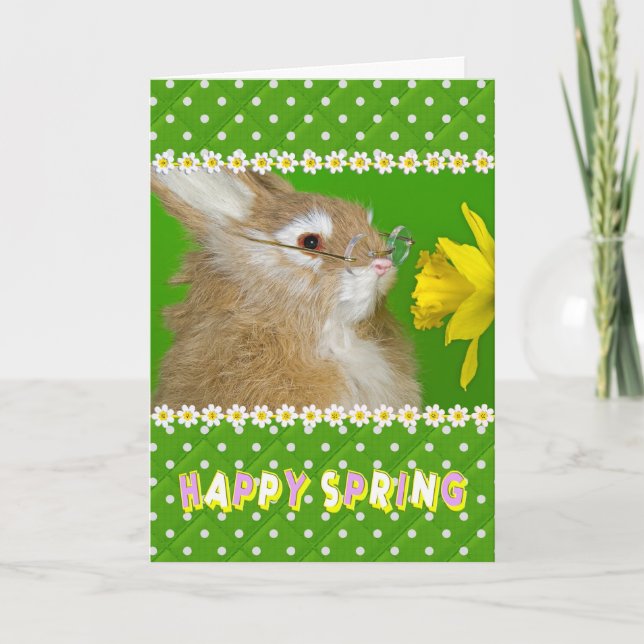 Happy Spring Easter Bunny Holiday Card (Front)