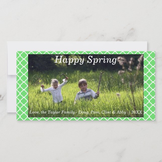 Happy Spring/Easter Photo Card Green (Front)