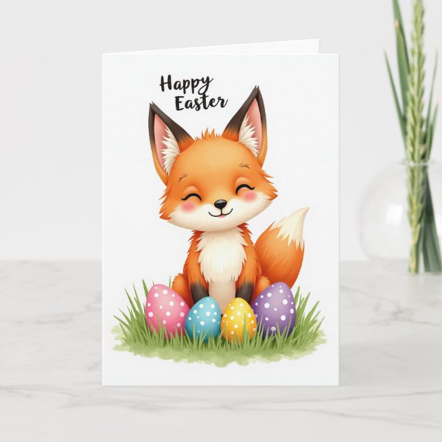 Happy Spring Fox Easter Card (Front)
