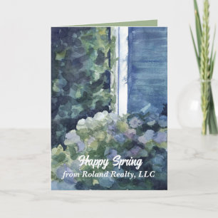 Happy Spring From Real Estate Agent Blue House Card