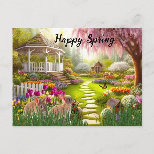 Happy Spring Garden Easter Holiday Postcard