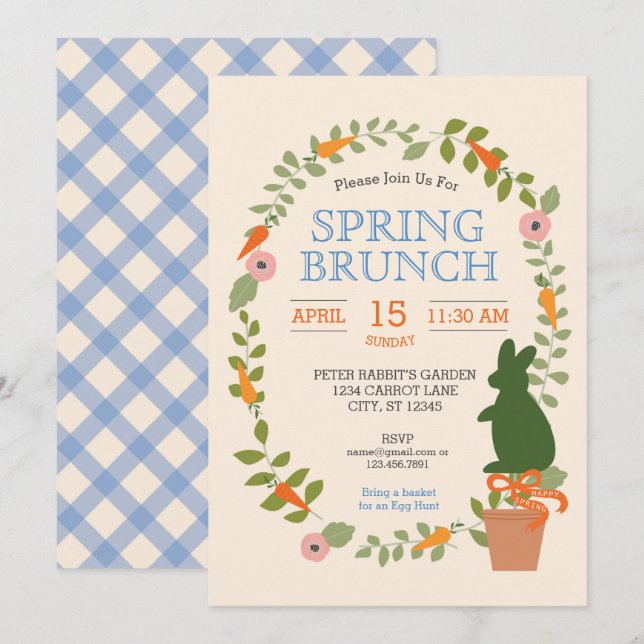 Happy Spring Garden Party Brunch Invitation (Front/Back)