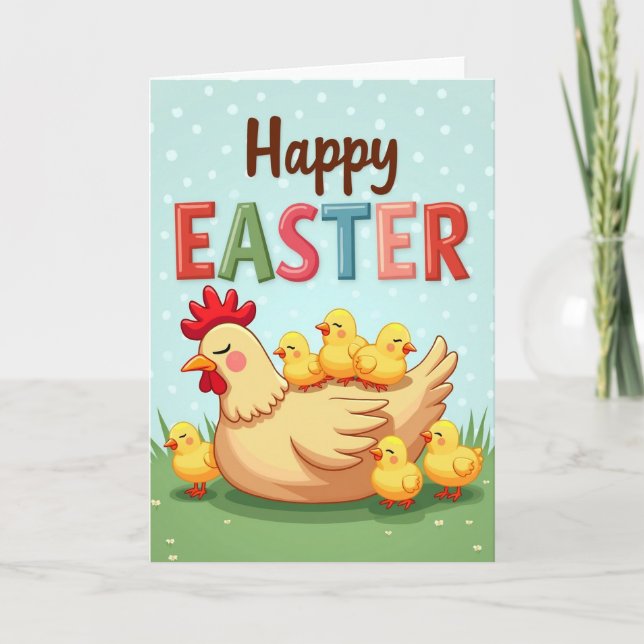 Happy Spring Hen Family Card (Front)