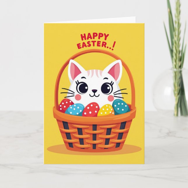 Happy Spring Kitty Face Card (Front)