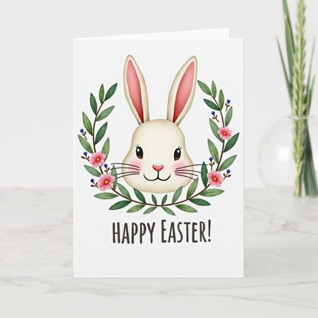 Happy Spring Lagomorph Head Card (Front)