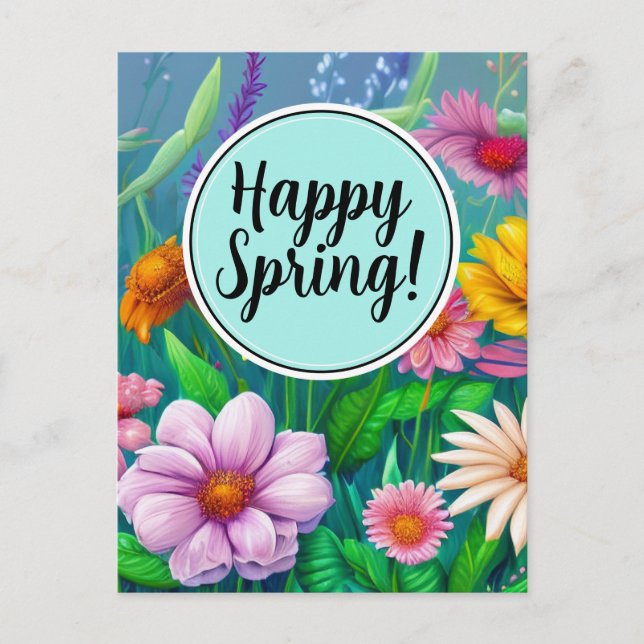 Happy Spring Mixed Flowers 2 Colors Template (Front)