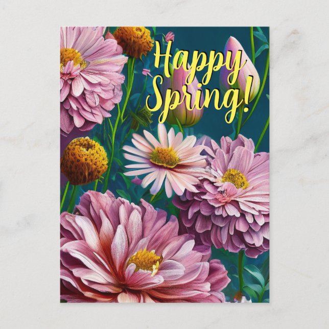 Happy Spring Mixed Flowers 3 Colors Template (Front)