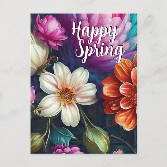 Happy Spring Mixed Flowers 4 Colors Template (Front)