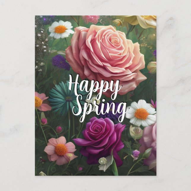 Happy Spring Mixed Flowers 5 Colors Template (Front)