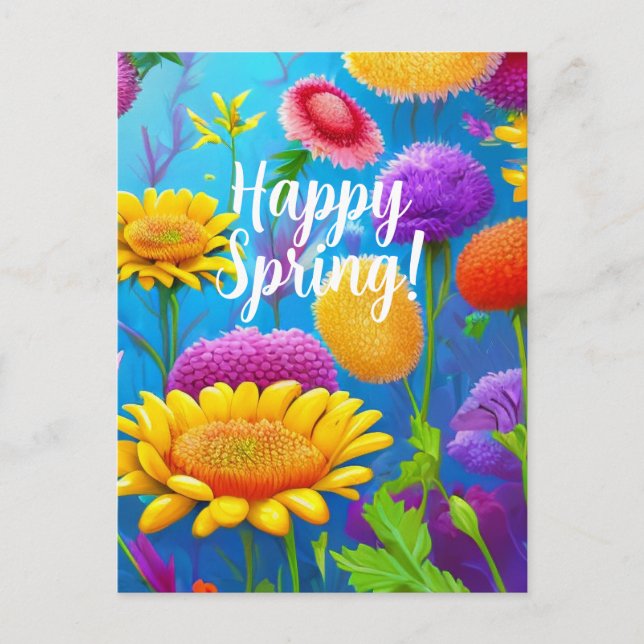Happy Spring Mixed Flowers Colors Template Holiday (Front)