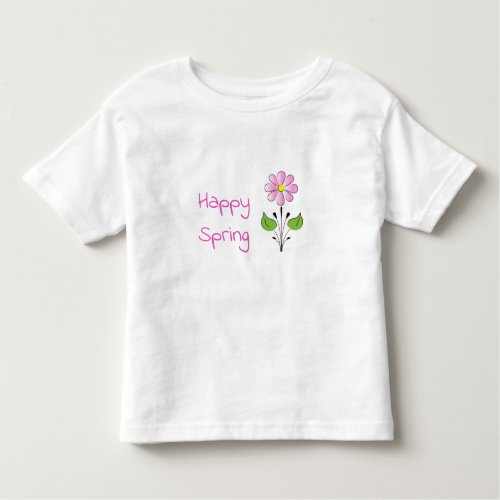 Happy Spring Pink Type with Pink Flower cute Toddler T_shirt