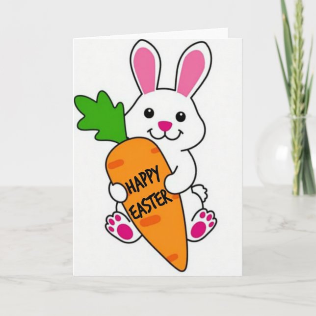 Happy Spring Rabbit Carrot Card (Front)