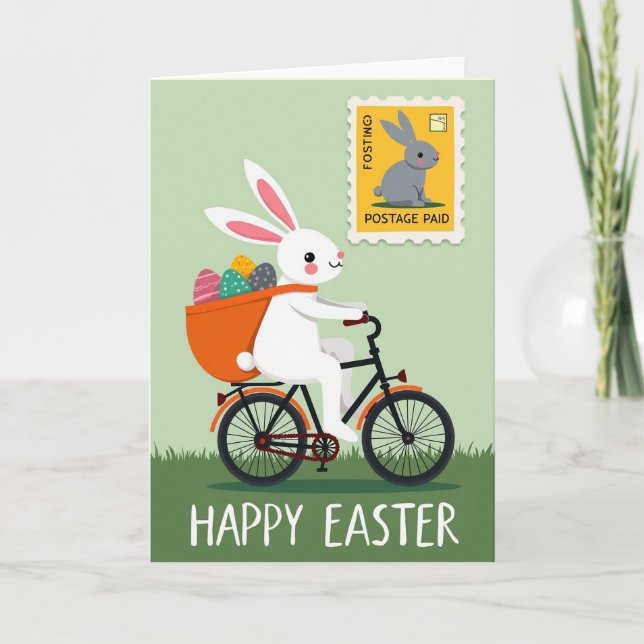 Happy Spring Rabbit Delivery Card (Front)