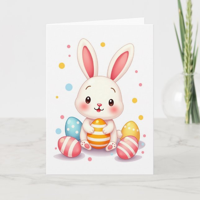 Happy Spring Rabbit Egg Card (Front)
