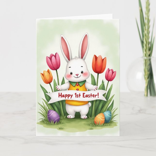 Happy Spring Rabbit Pattern Card (Front)
