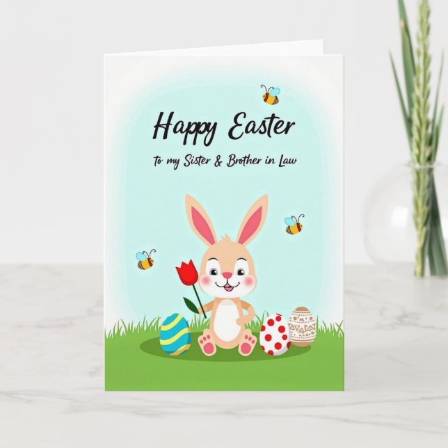 Happy Spring Rabbit Tulip Card (Front)