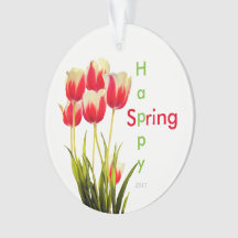 Happy Spring Red Tulips with Date Keepsake