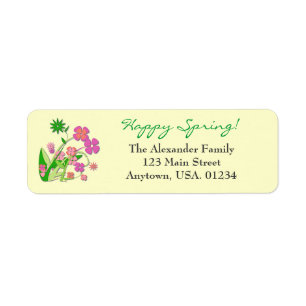 Happy Spring Spring Flowers Label