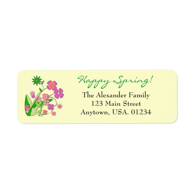 Happy Spring Spring Flowers Label (Front)