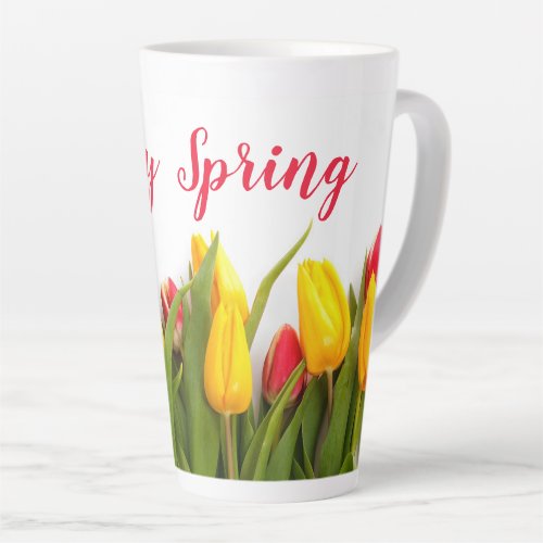 Happy Spring Tulip Flowers Seasonal  Latte Mug
