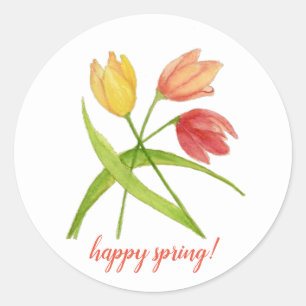 Happy Spring Tulips Watercolor sticker