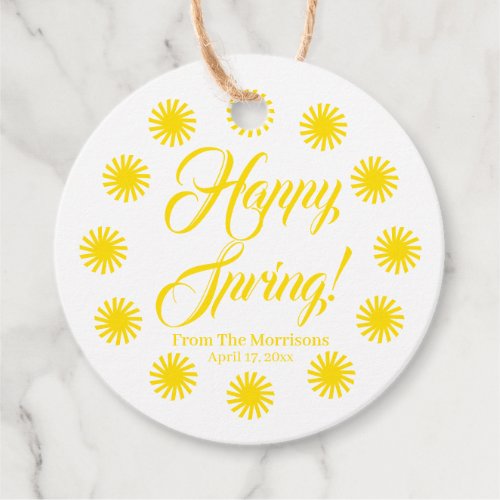 Happy Spring yellow sun border custom cheerful fun Favor Tags