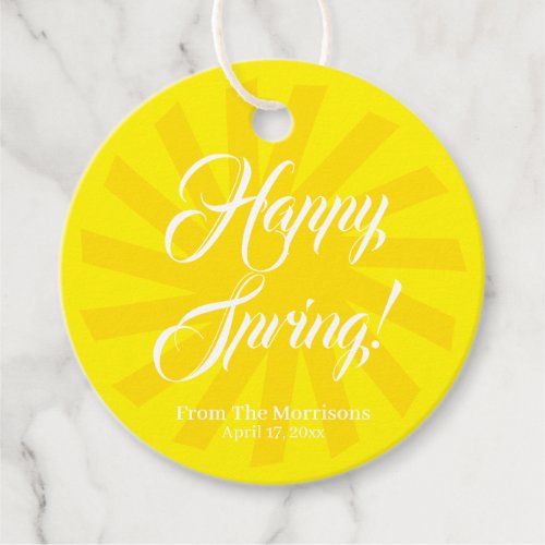 Happy Spring yellow sun custom cheerful fun cute Favor Tags