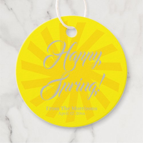 Happy Spring yellow sun custom cheerful fun Favor Tags