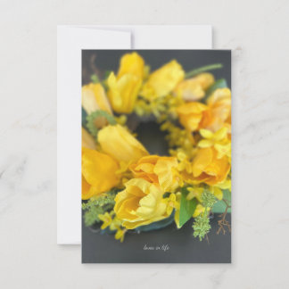 Happy Spring - Yellow Wreath  Note Card