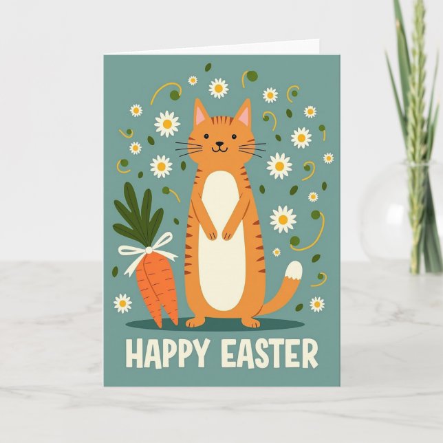 Happy Springtime Feline Card (Front)
