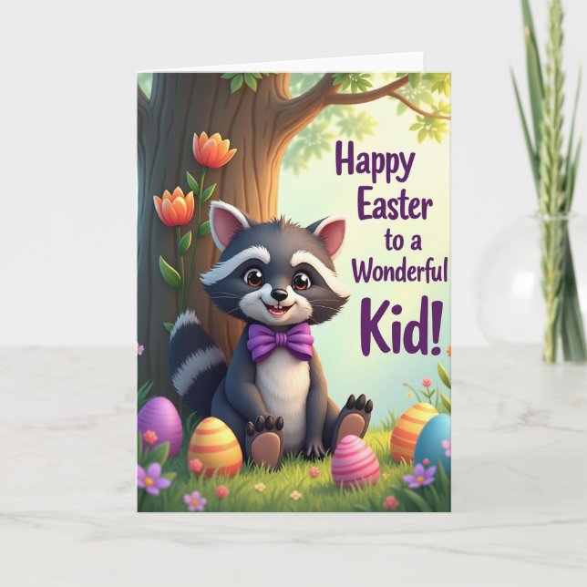 Happy Springtime Raccoon Friend Card (Front)