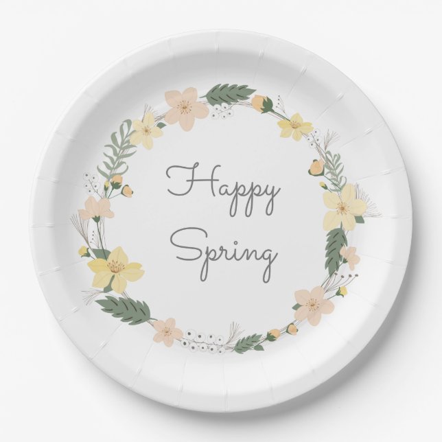 HAPPY SPRINT Artisan Pastel Flowers Sweet Paper Plates (Front)