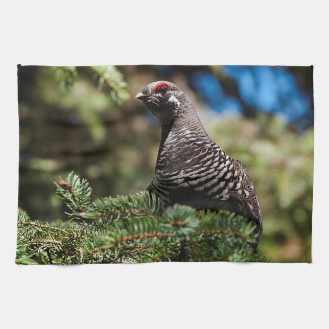Happy Spruce Grouse Towel (Horizontal)