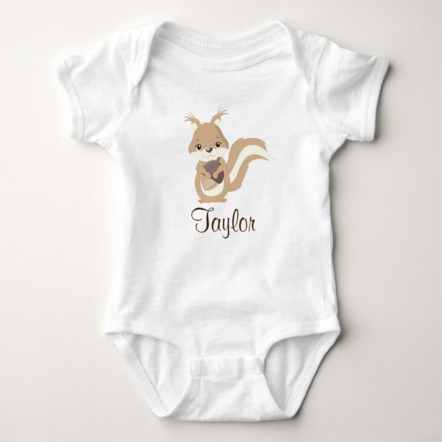 Happy Squirrel Baby Bodysuit (Front)