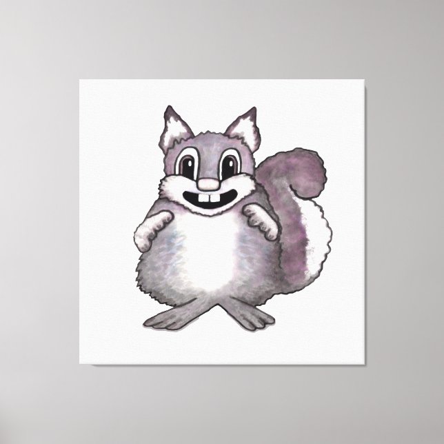 Happy Squirrel Cartoon Drawing  Canvas Print (Front)