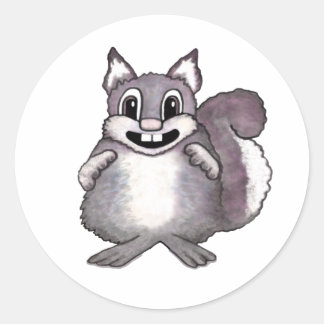 Happy Squirrel Cartoon Drawing  Classic Round Sticker