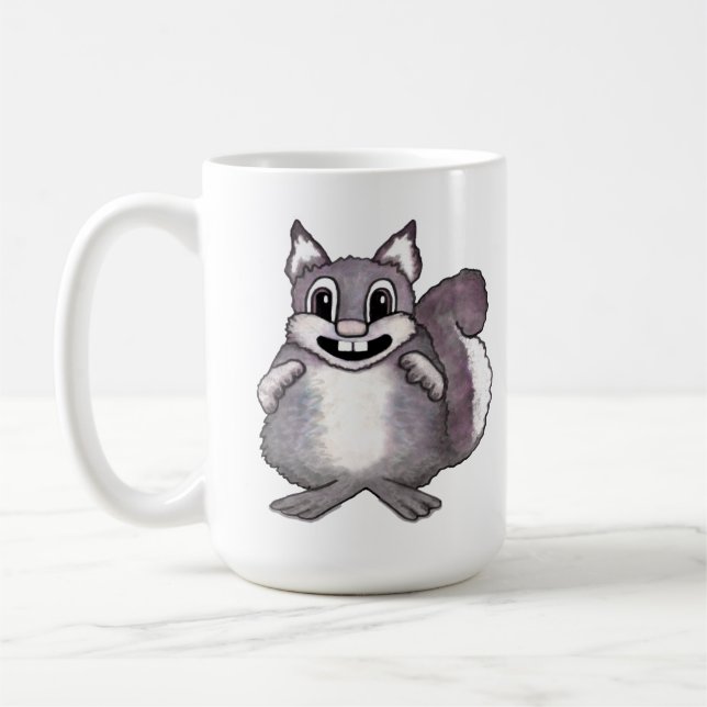 Happy Squirrel Cartoon Drawing  Coffee Mug (Left)
